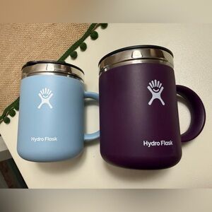 Hydro Flask Light Blue and Dark Purple Tumblers